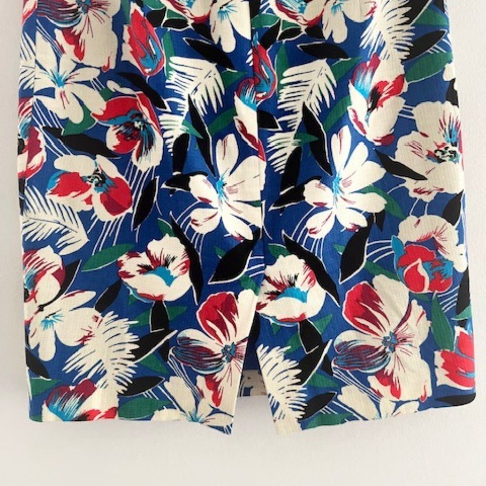 J. Crew Floral Pencil Skirt - Blue and Red - Picture 4 of 15